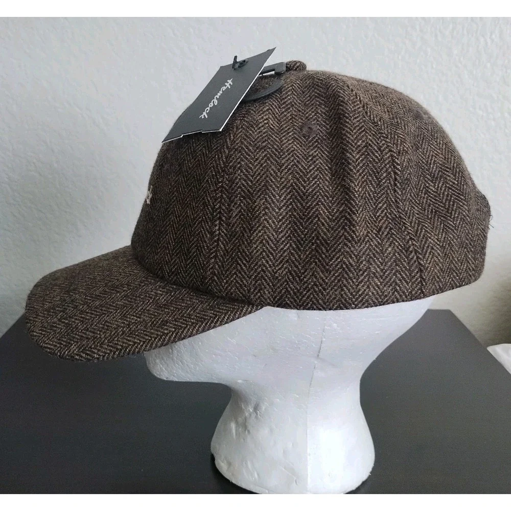 NWT Hemlock Co Cap Hat Brown Black Herringbone Wool Blend Snapback Adjustable OS